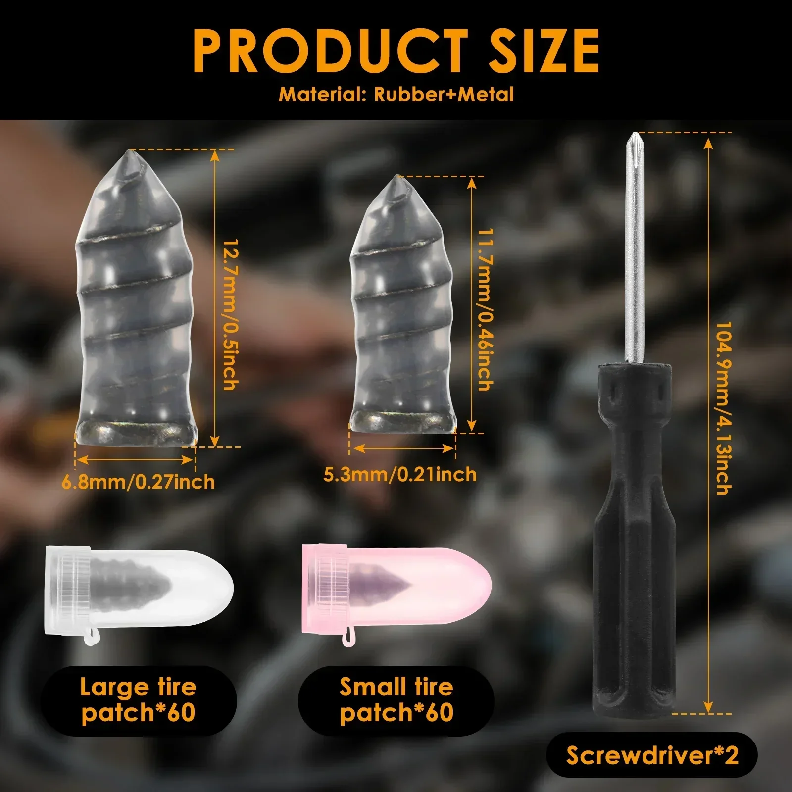120 PCS Tire Repair Rubber Nail Reliable Tire Plug Kit Screw Type Tyre Repair Nail Kit for Car Motorcycle