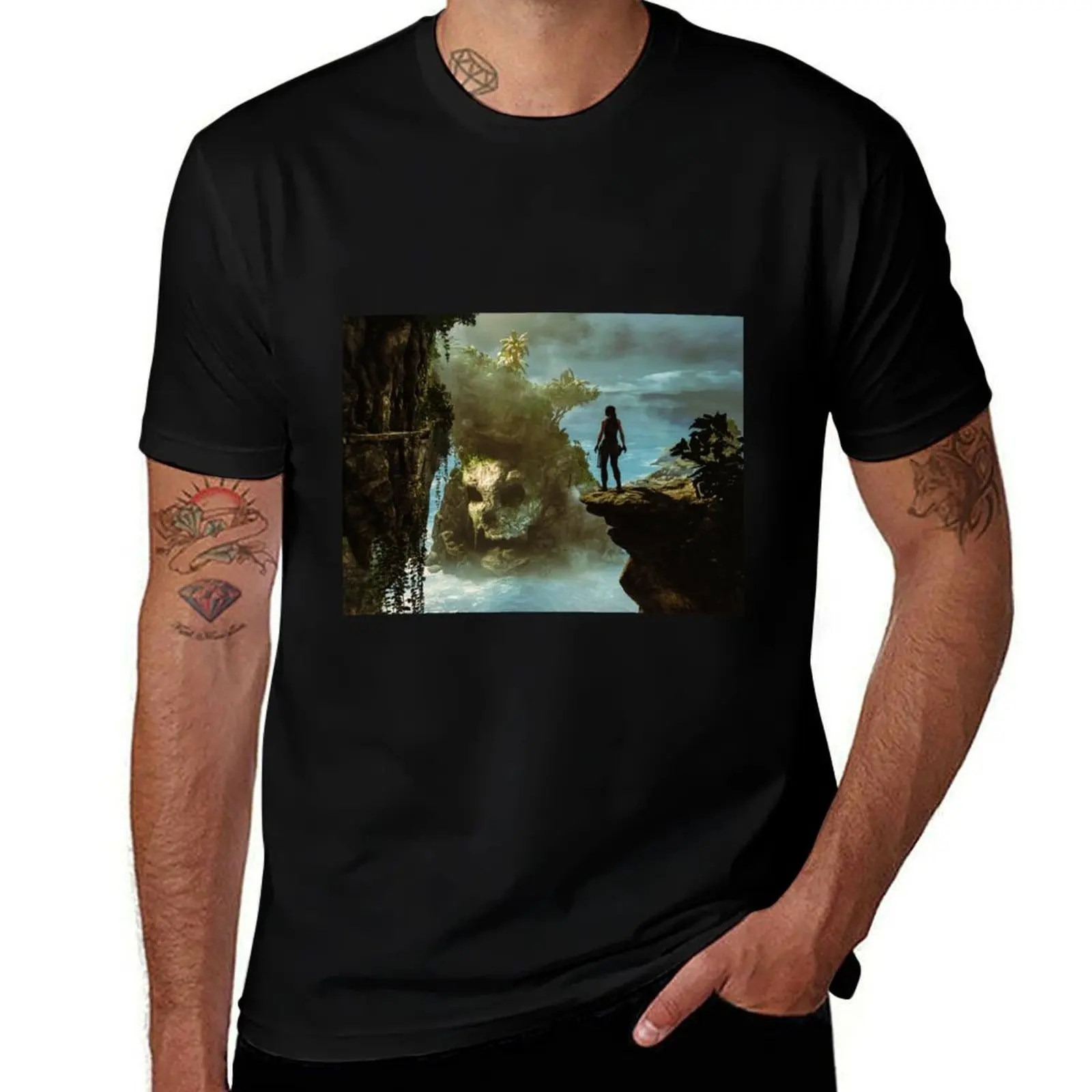 

Tomb Raider T-Shirt plain topping vintage clothes T-shirts for men cotton