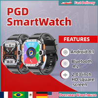 PGD SmartWatch Android Smart Watch Wifi NFC Dual Camera Rugged 16/64G ROM Storage Heart Rate 4G LTE GPS SIM Card Men Gifts