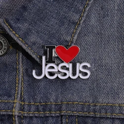 I Love Jesus Enamel Pins Heart Christian Love Faith Accessories Metal Brooch Lapel Badges for Backpack Clothes Pin Jewelry Gifts