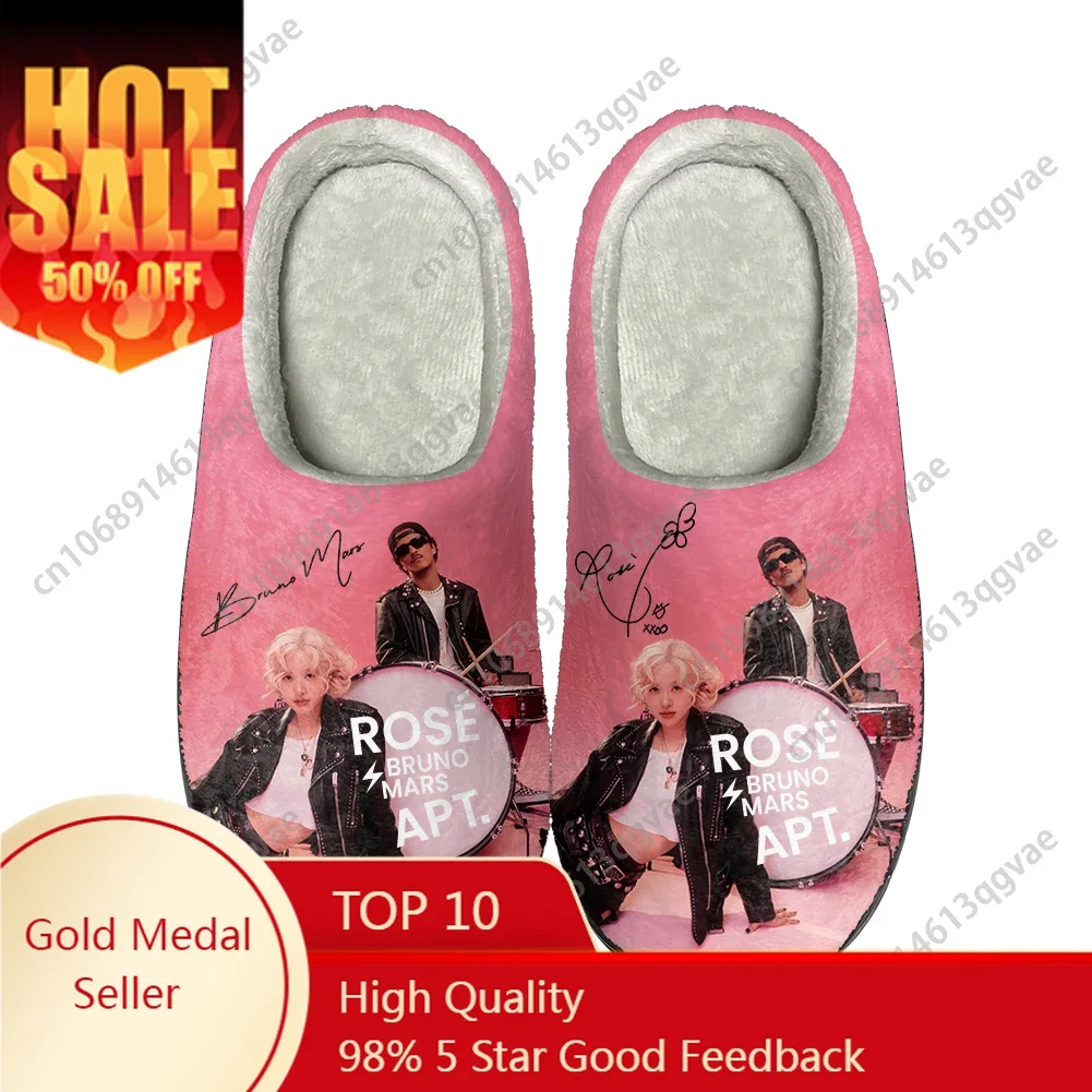 

Pink Rose A-A-PT Bruno Mars 아파트 아파트 Home Cotton Slippers Womens Teenager Fashion Plush Bedroom Keep Warm Shoes Custom Slipper