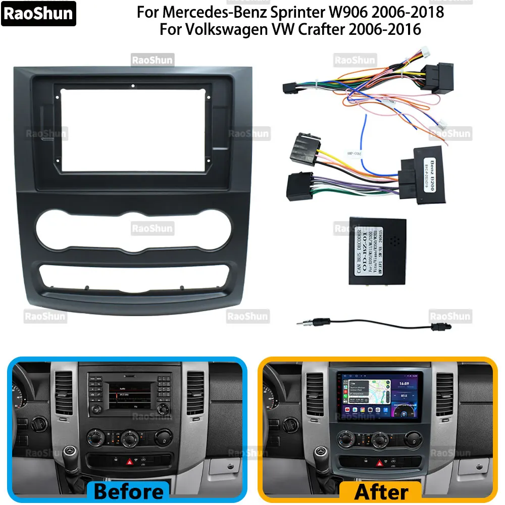 Radio Android para coche, pantalla estéreo, reproductor de vídeo Multimedia, Cable de navegación, marco de 10 pulgadas para mercedes-benz Sprinter W906 2006-2018