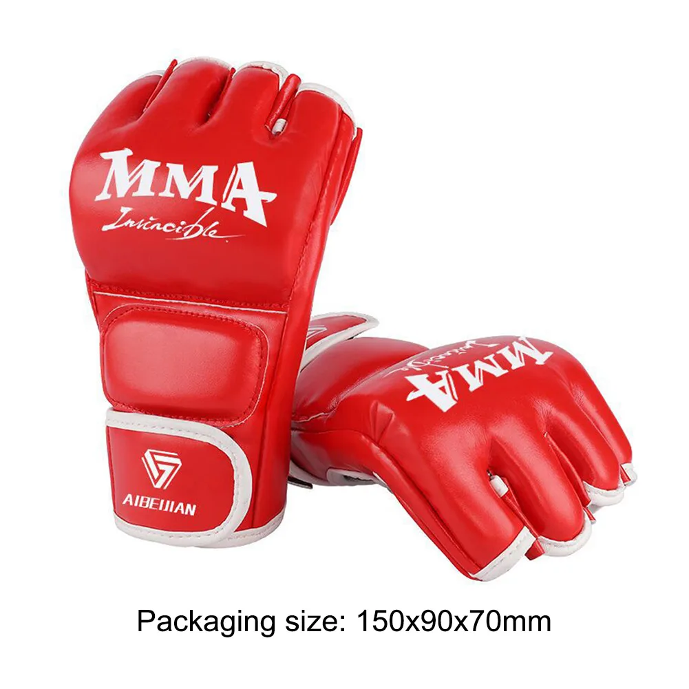 Half Finger Training Sparring Gloves Wearable PU Mitts Hand Protector Tear Resistant Breathable Durable for Sports Supplies