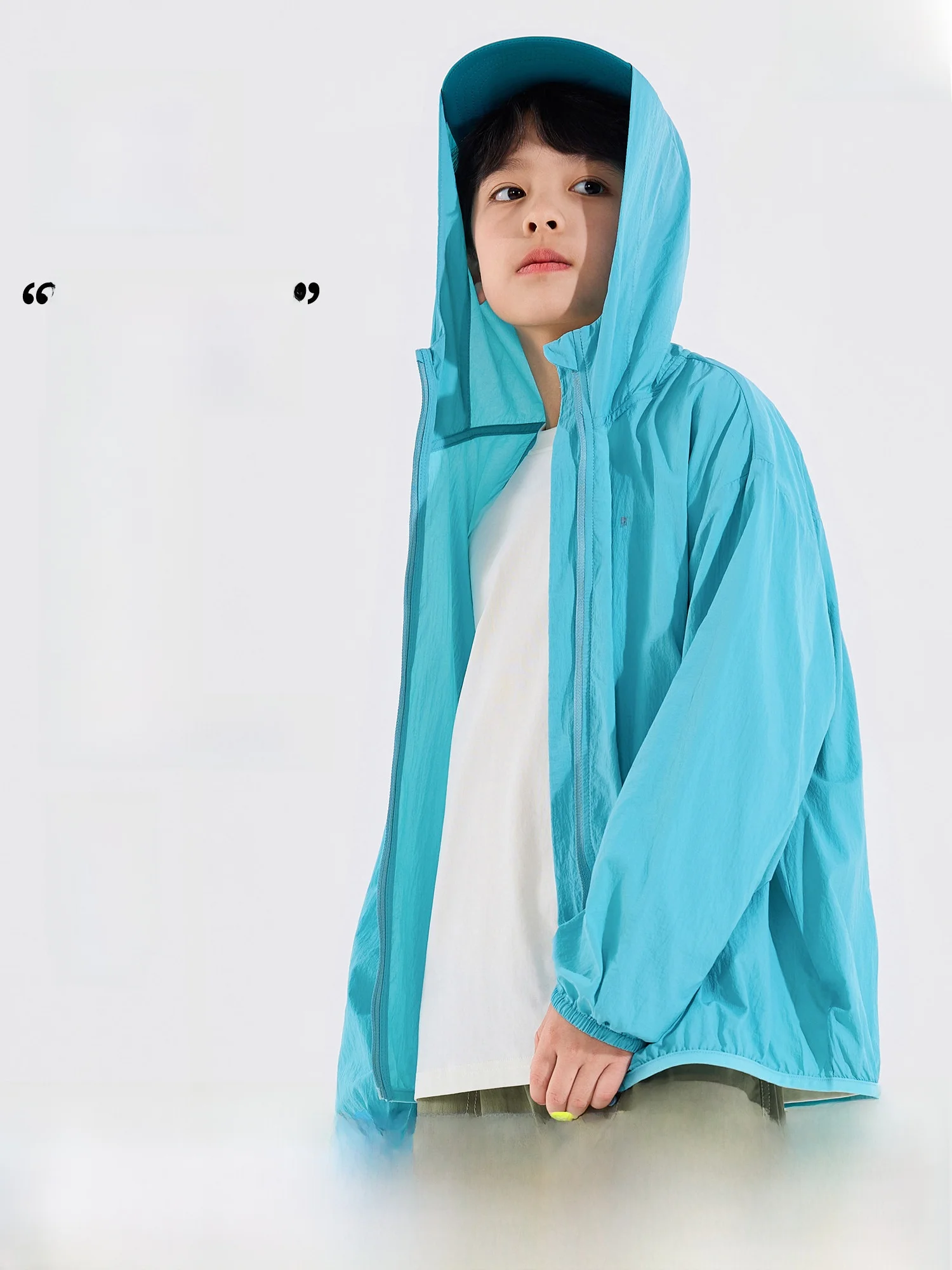Bluem Boys' Summer Sun Protection Clothing Casual Nylon Jacket for Teenage Boys Anti-Uv Hooded Zipper Closure Mid-Length Coat