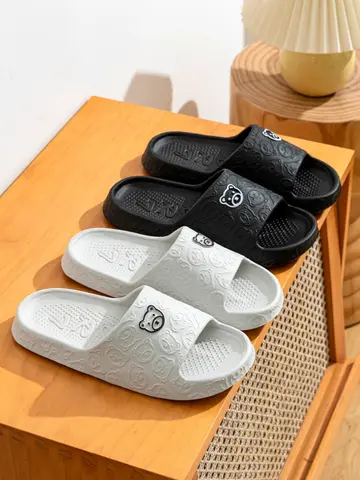 Summer Fashion Men's Slippers Printting Little Bear Sandals Indoor Bathroom Non-slip Soft Women Dormitory Casual Shoes Couple
