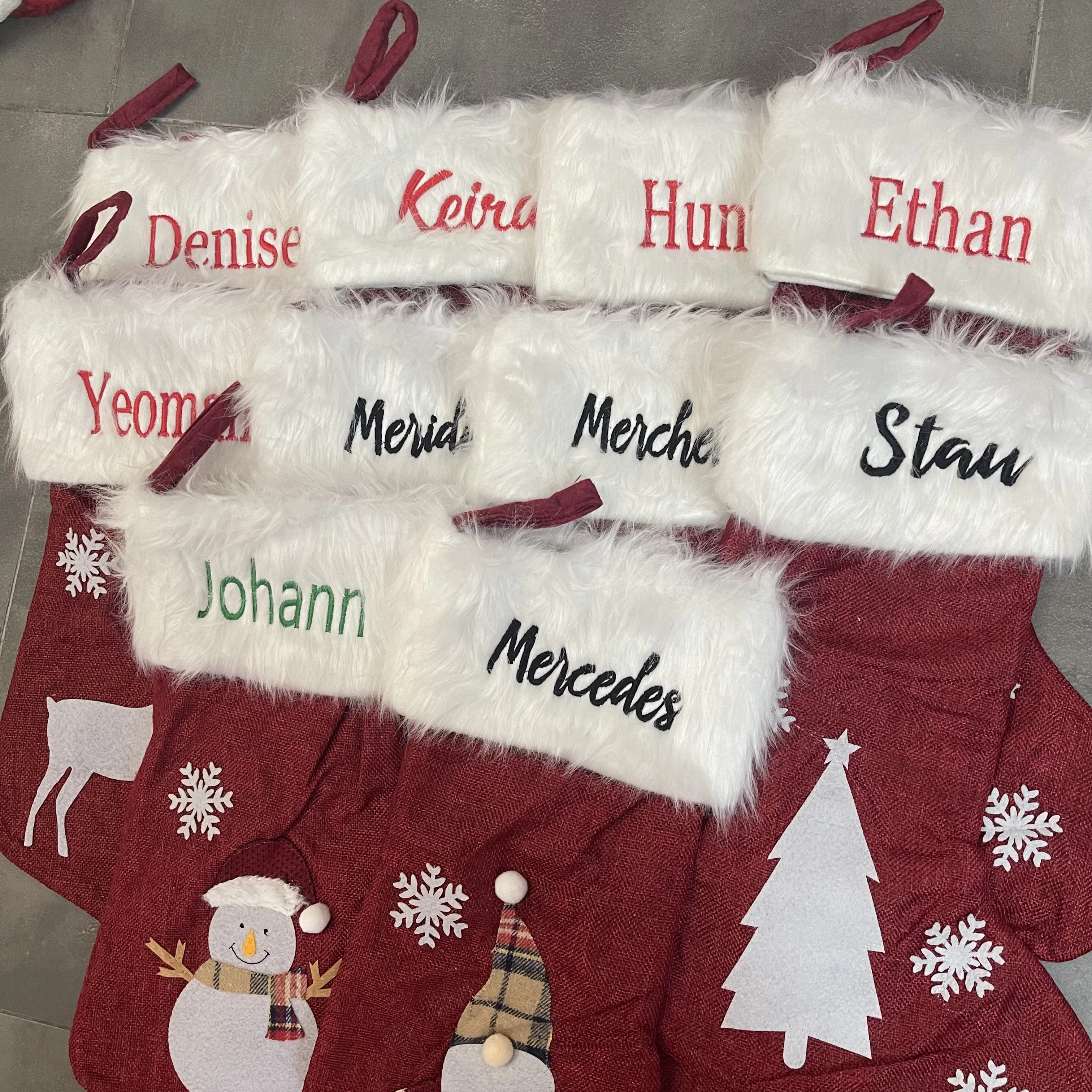 

Personalized Embroidery Name for Christmas Lighting, Customized Socks, Christmas Pendants, Children's Candy Bag