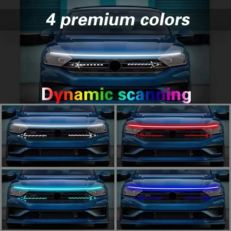 Starting fixed LED Car Hood Light Strip Auto Engine Hood Guide Decorative Ambient Lamp 12v Modified Car Daytime Running Light