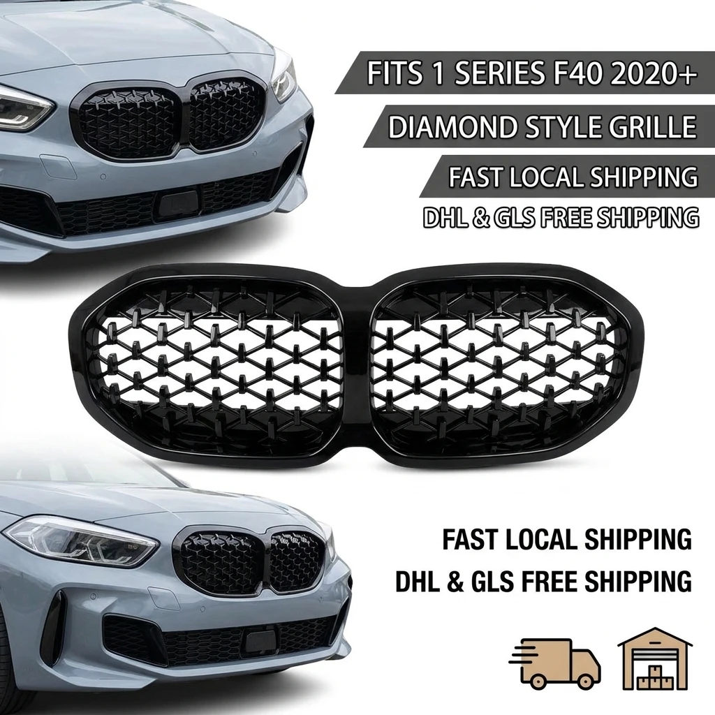 Image of Frontstoßstangen-Nierenkühlergrill für BMW 1er F40 116i 118d 120d 128ti M135i 2020+ Diamant-Stil Kühlergrill Autozubehör