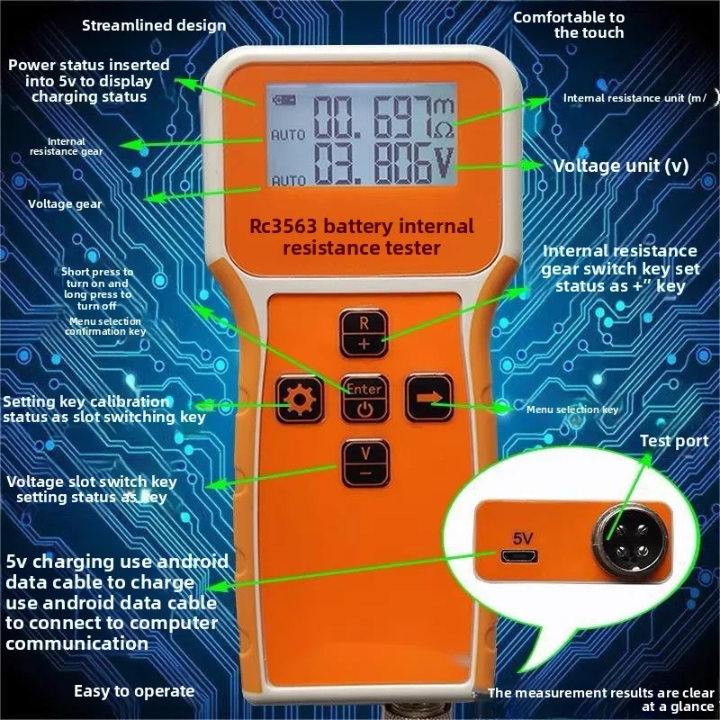 RC3563 Высокоточный настоящий четырехпроводной датчик внутреннего сопротивления переменного тока для тестирования литиевых батарей