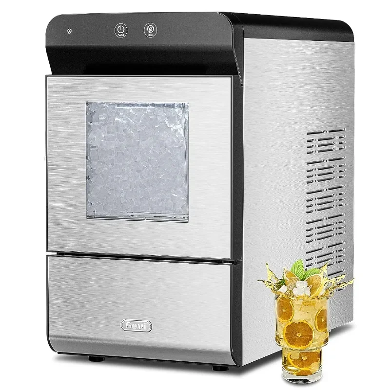 

Countertop Gemi Nugget Ice Maker with Viewing Window Self-Cleaning Pebble Ice Machine Open and Pour Water Refill Stainless