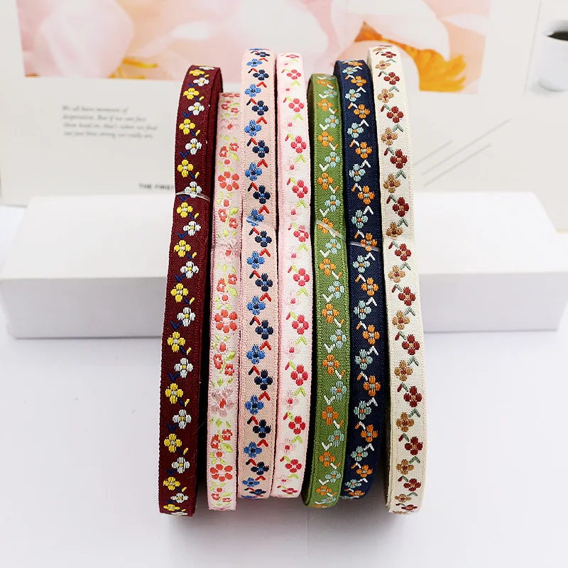 1m/1cm Ethnic Two-color Small Flower Embroidery Ribbon Diy race Headdress Bow Accessories Clothing Lace Trim dentelle Sewing