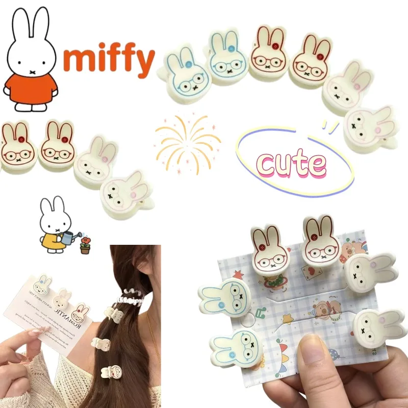 

Милая заколка для волос Miffy, высококачественный аксессуар, новая креативная мультяшная заколка-крабик для девочек с нежным принтом кролика.