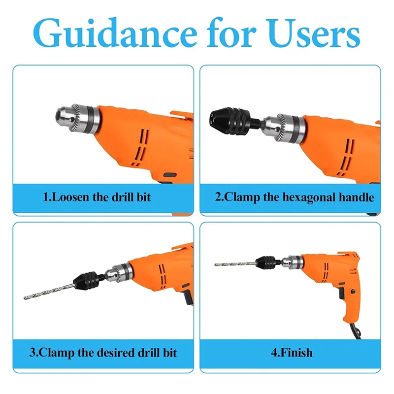 

2025 Trend 4Pack Round To Hex Adapter 1/4 1/8 1/16Inch Drill Chuck Adapter Keyless Drill Chuck Bit Hex For Impact Driver Convers