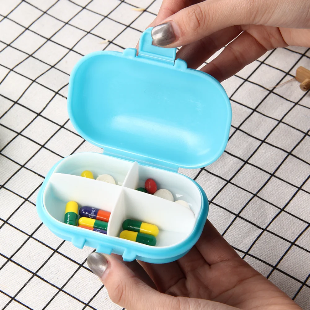 New Hot Premium Portable Travel Small 4 Grids Pill Box Cases Container Organizer Storage Tablets for Vitamin Medicine Fish Oils