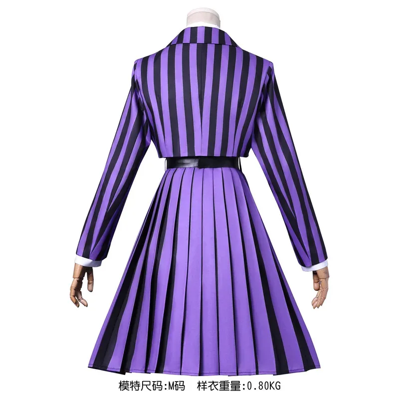 

CyWednesday Season 2 Newly Sinclair Enid Cosplay Costume Enid Blue Striped School Uniform Coat Dress Suit Halloween Clothing Wig