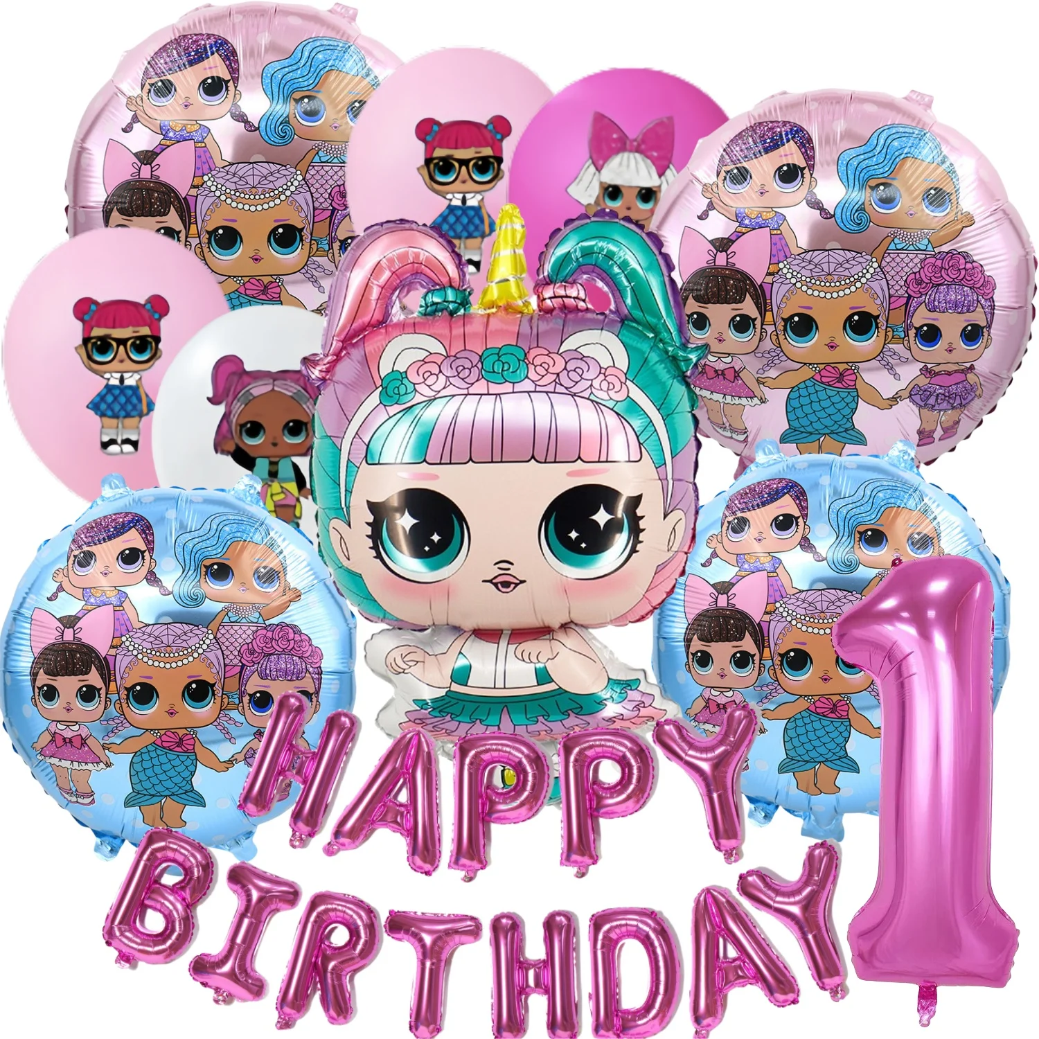 LOL مفاجأة دمية حفلة عيد ميلاد موضوع زينة كعكة توبر بالون لافتة لوحات أكواب مفرش المائدة لإمدادات استحمام الطفل