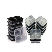10Pcs 3 Compartment Disposable Meal Prep Containers Microwave Safe Food Grade Plastic Stackable Lunch Storage Boxes