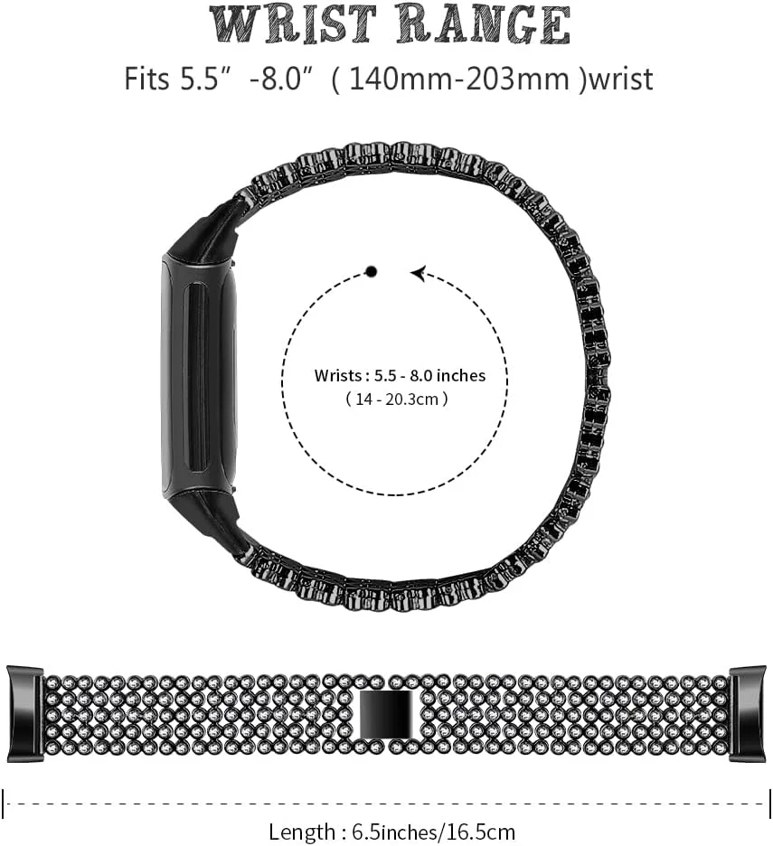 Modisches Uhrenarmband für Fitbit Charge 5 6 Smartwatch für Charge 3 4 Armbandband Zinklegierung Diamantarmband Metallersatz