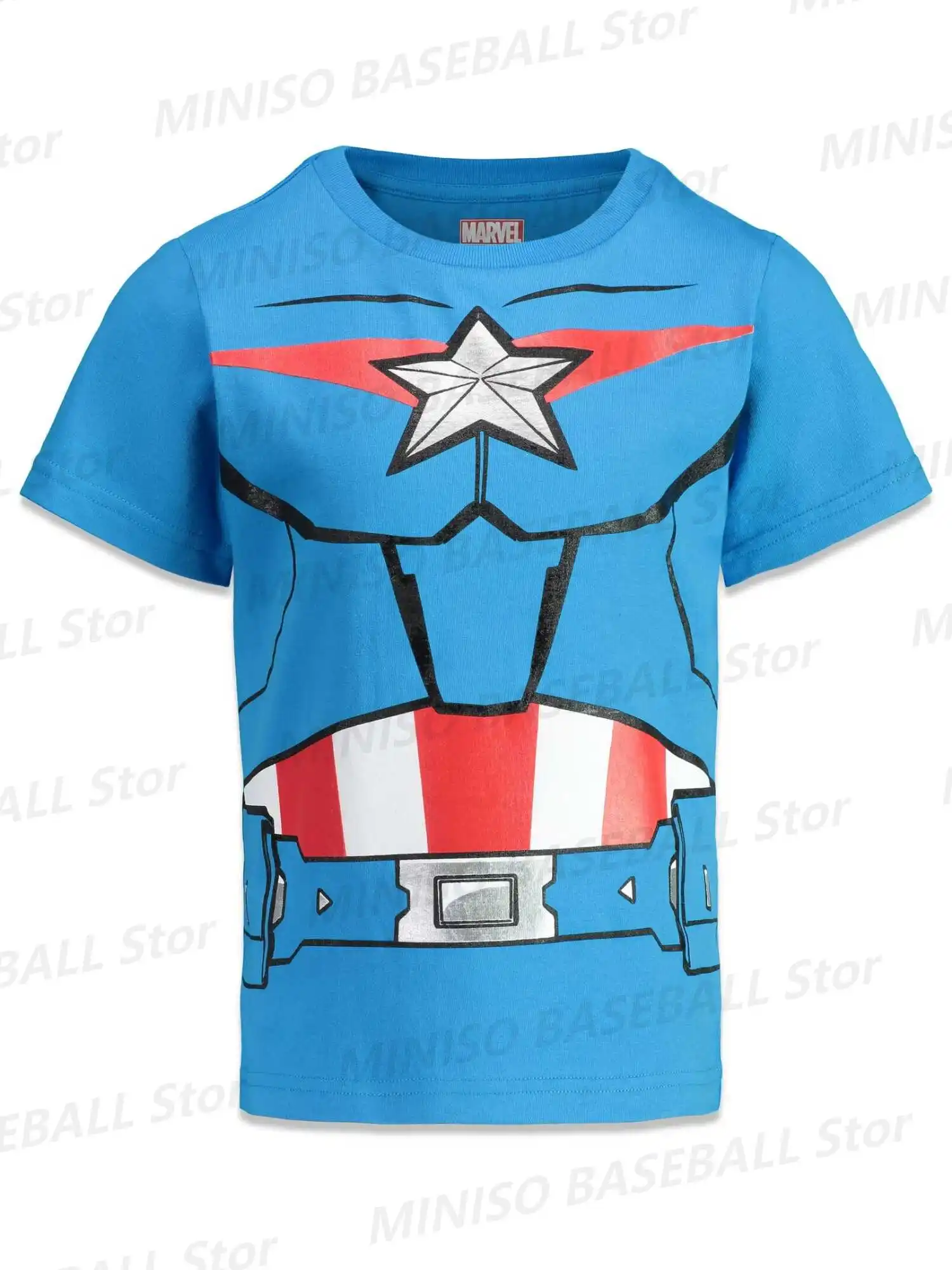 New Summer Marvel Boy Avengers Spider-Man Captain America Mechanical Cosplay Sports T-Shirt KID/Adult Casual Parent-Child Wear