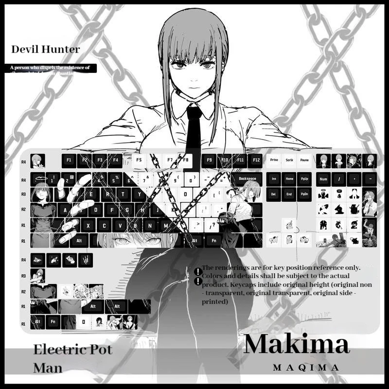 Makima Chainsaw Man Anime Keycaps 120key Pbt Side Engraved Translucent Cherry Height Mechanical Keyboard Keycaps Gaming Lovers