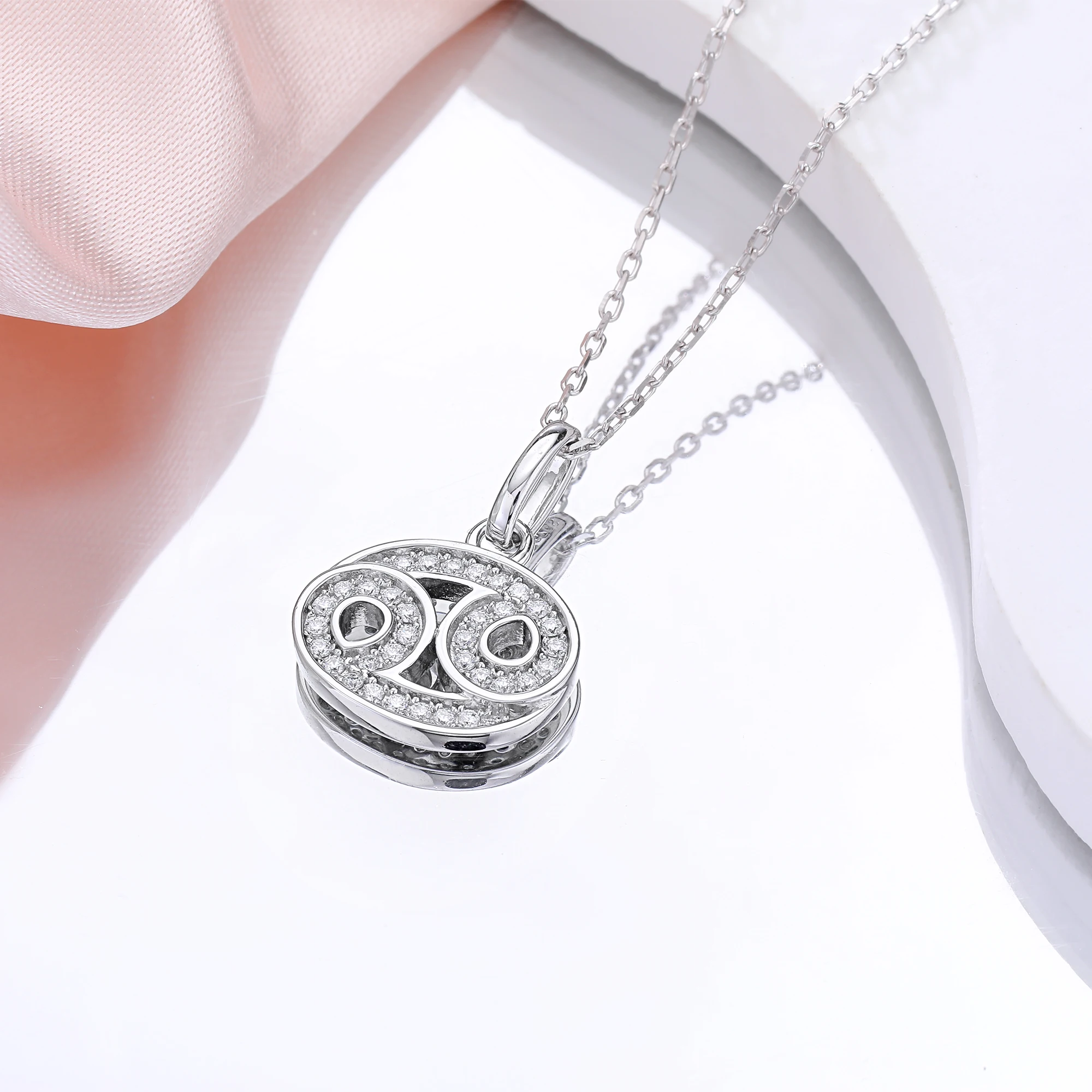 

Eme jewe New Classic Twelve Constellation Series Cancer Pendant S925 Silver Inlaid D-Color Moissanite Unisex Necklace