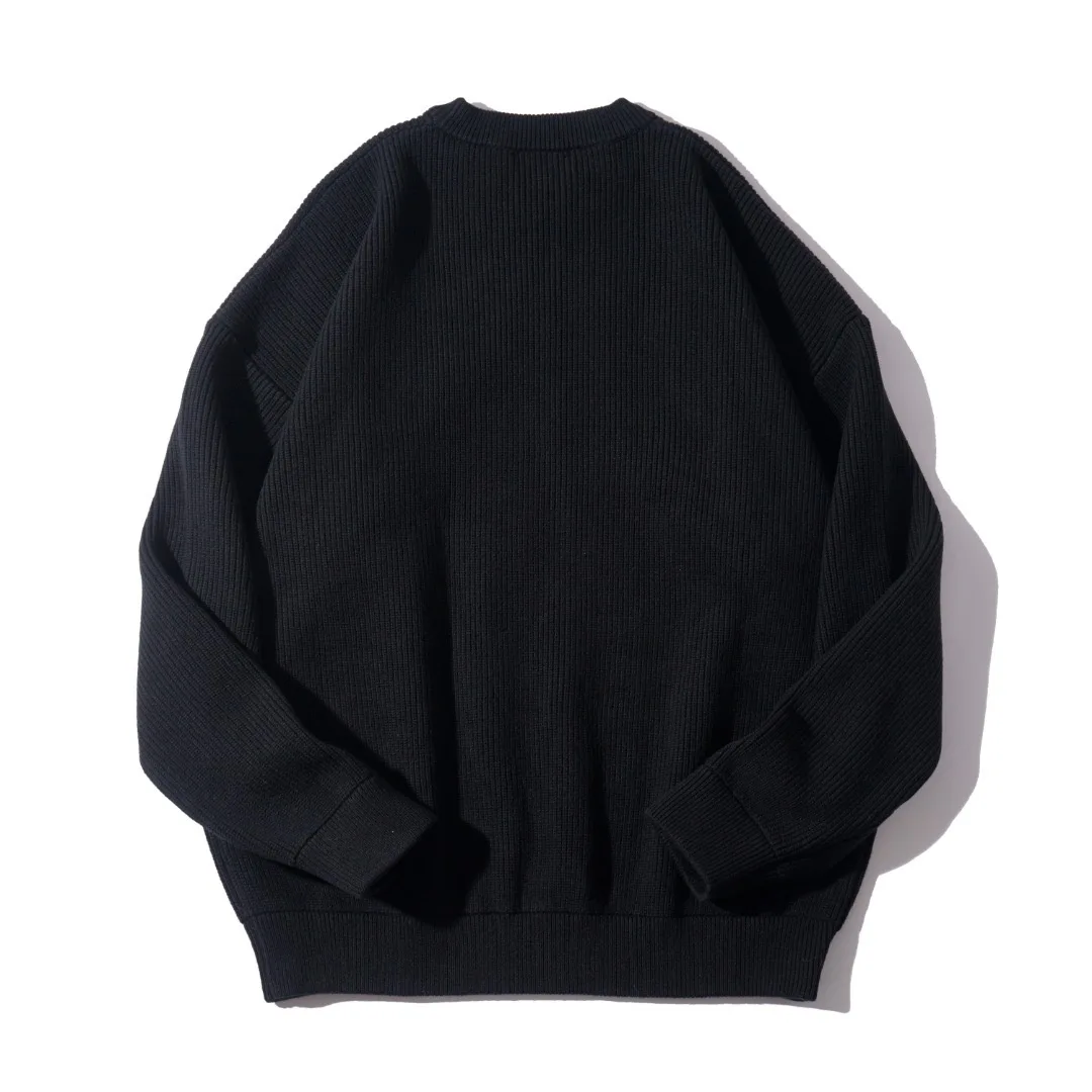 Fall/Winter Round-neck Flower Embroidered Pullover Knitted Sweater for Men - Couple Style - Loose Inner Layer Base Top