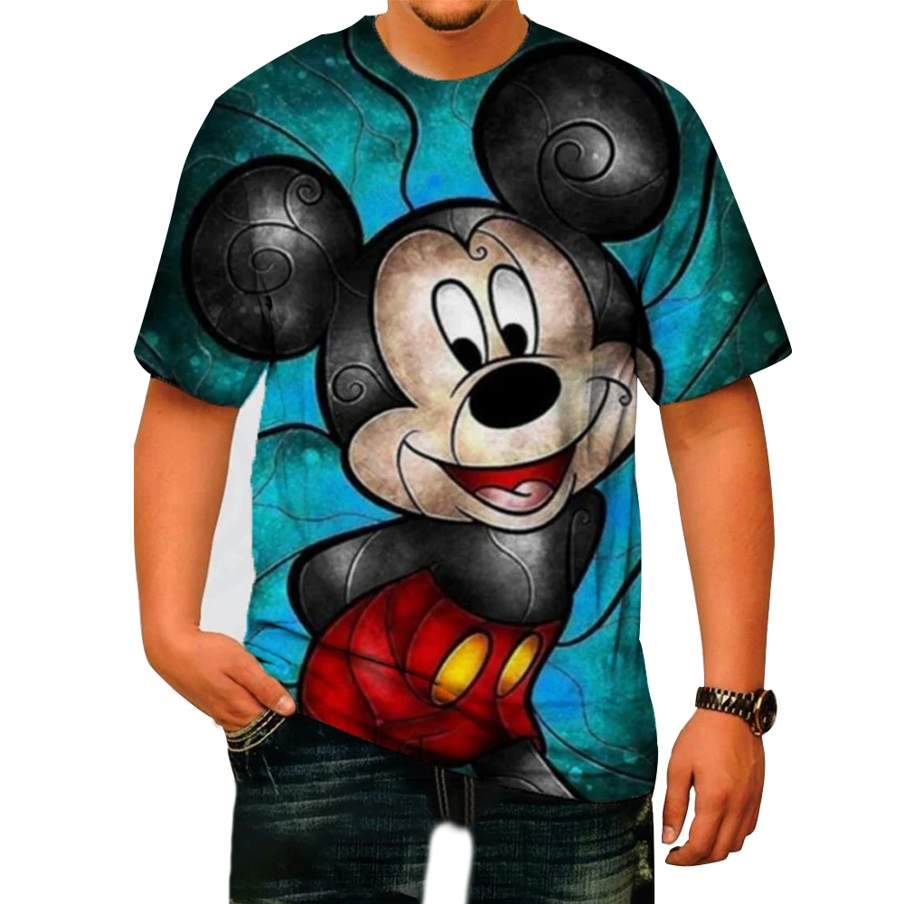 Men\'s Disney Mickey Mouse 3D Print T-Shirt Summer Daily Loose Short Sleeve Kids Male Tops Casual Tees Unisex Clothing Apparel