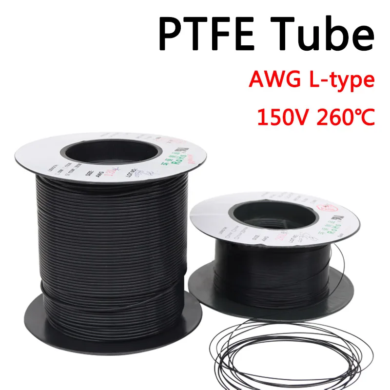 

1M ID 0.3mm-3.38mm 150V AWG L Type Black PTFE Tube PTFE Capillary Wall Thickness 0.15/0.2/0.3mm