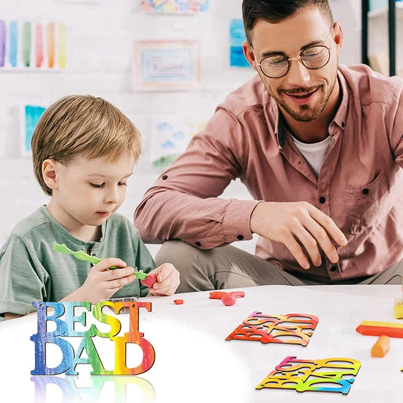 80 pezzi migliori artigianato in legno non finito per papà, etichette regalo con cordino per regali per la festa del papà, decorazioni per feste di compleanno di papà