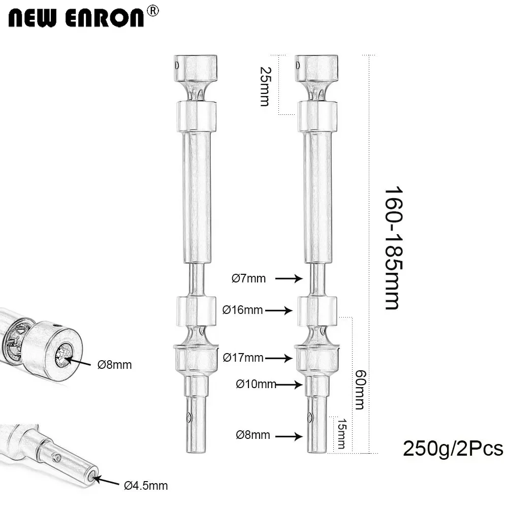 NEW ENRON Harden Steel HD Splined Steel Front/Rear Drive Shaft CVD 8650 8652 8653 2P/4P For 1/10 RC Traxxas E Revo 2.0 VXL 86086