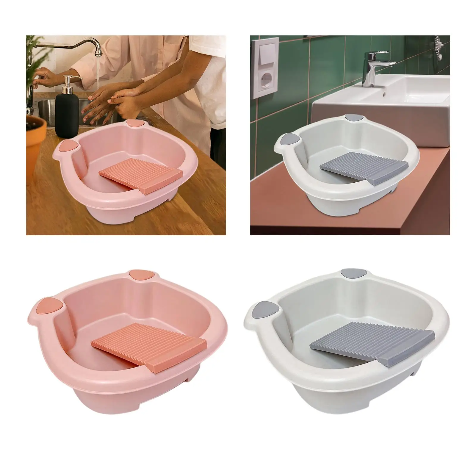 Washing Clothes Bucket Hand Wash Board Wash Tub with Washboard Cleaning Basin for Hand Wash Clothes Blouses T Shirts Pants