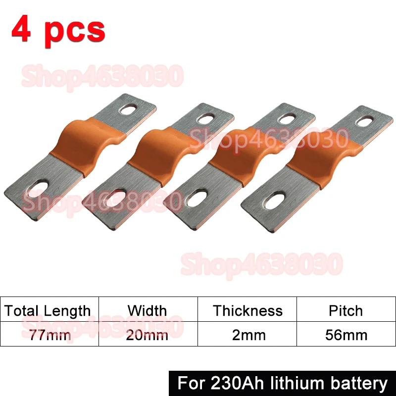 230 Ah 280 Ah 300 Ah 12 V Sammelschiene Lifepo4-Batterie, flexibler Kupferanschluss, 56 mm, 74 mm, für Lifepo4-Batterie, Verwendung 1/2/3/4/8 Stück