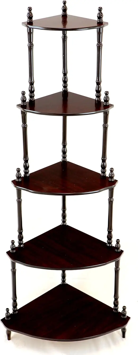 Frenchi Home Furnishing 5-Tier Corner Stand, Mahogany