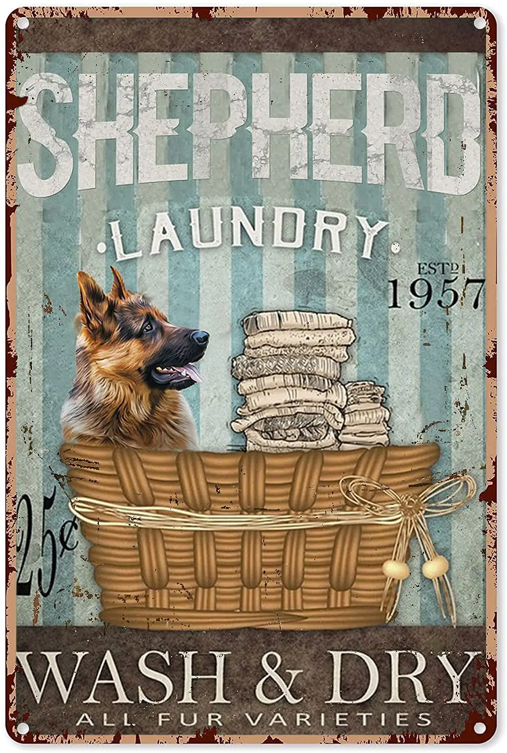 

German Shepherd Laundry Vintage metal Hanging Plaque Funny Poster Wall Decor Vintage Bar Home Cafe Laundry Room Wall Decoration