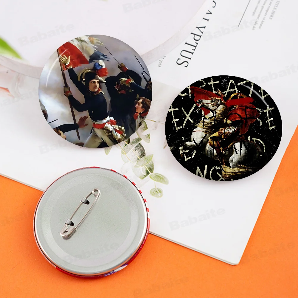 Napoleon Bonaparte 32/44/58mm Handmade Pin Round Funny Snap-in Brooches For Backpack Cothes