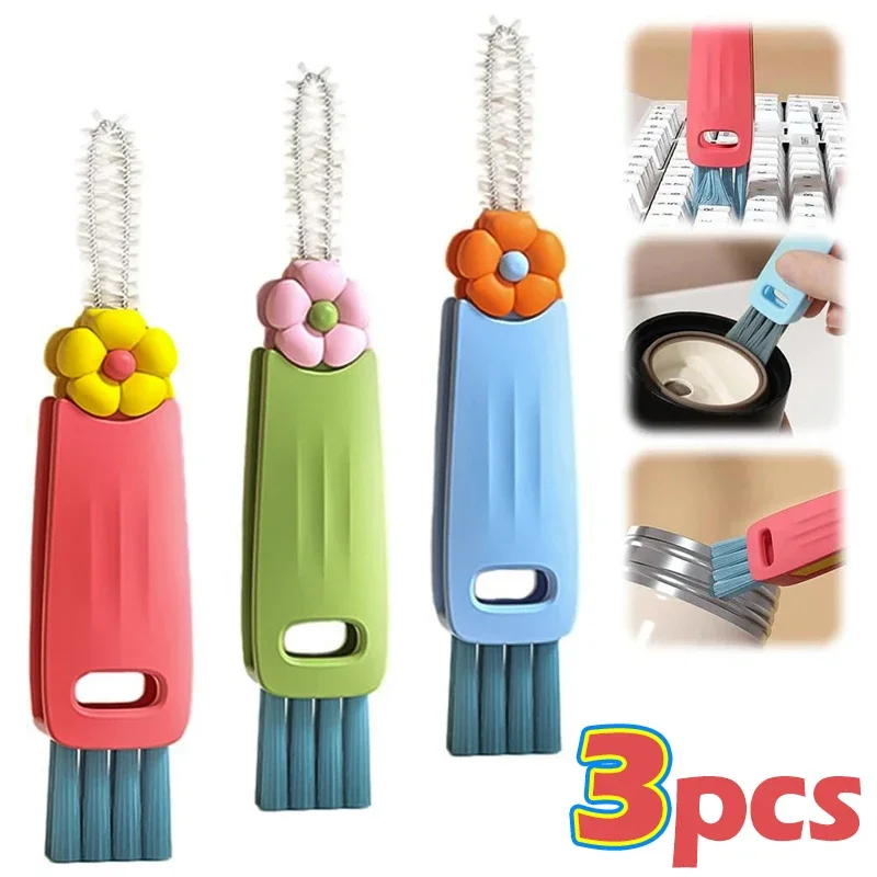 3-in-1 Multifunctional Cup Cover Brush Baby Bottle Cover Gap Fillister Cleaning Brush Baby Bottle Thermos Cup Cleaning Brush