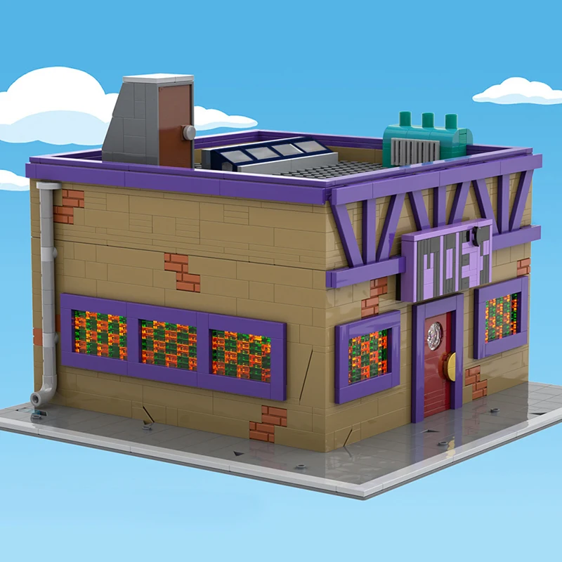 Bricklink City House Cartoon Anime Simpsoned Modular moe's Tavern Model Architecture Street View Building Blocks giocattoli per bambini regalo