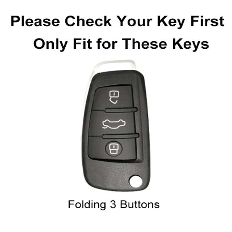 Alloy Leather Car Folding Key Case Cover Shell Holder for Audi Q3 8u f3 S Line Protection Key Cover Keychain Car Accessories