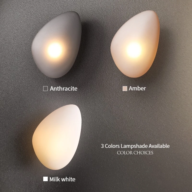 Imagem -02 - Nordic Design Pebble Wall Light Led Lâmpada de Vidro Moderno Decoração Home Sala Corredor Quarto Cabeceira Wall Sconces Fixture