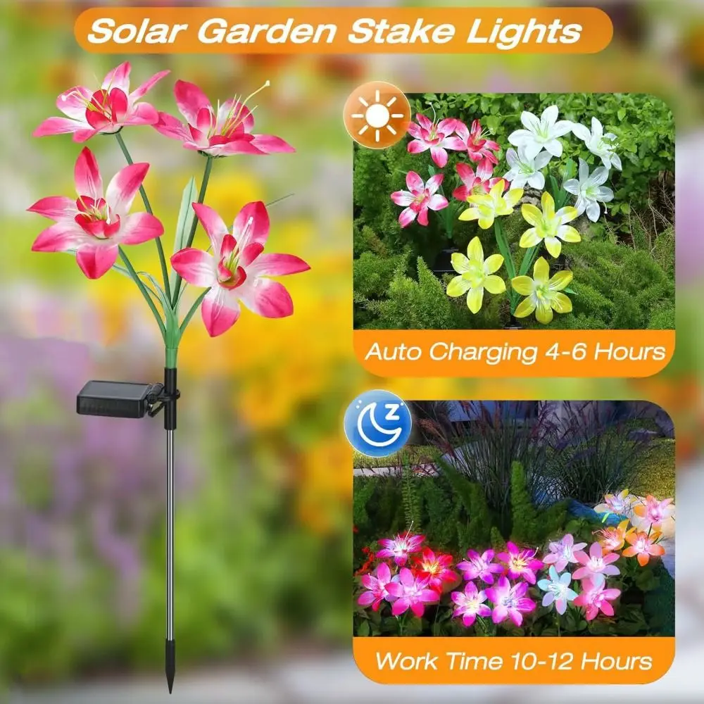 

Waterproof Solar Garden Lights Colorful Gradient LED Lights 7-Color Changing Lights Decorative Flower Light Stakes