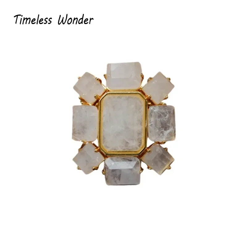 Timeless Wonder Fancy Crystal Geo Florall Brooch Pins for Women Designer Jewelry Runway Top Luxury Rare Gift Cute Neat 7526