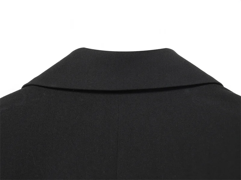 Veste femme 2025 hiver nouveau Blazer court noir à manches longues avec épaules rembourrées et détails plissés élégant et tendance