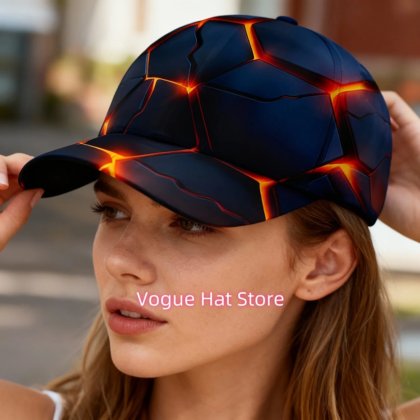 1pc of Unisex 3D Full-Printed Baseball Cap Featuring a Lava Crack Flame Design, with a Cool Glowing Texture Print, Perfect for S