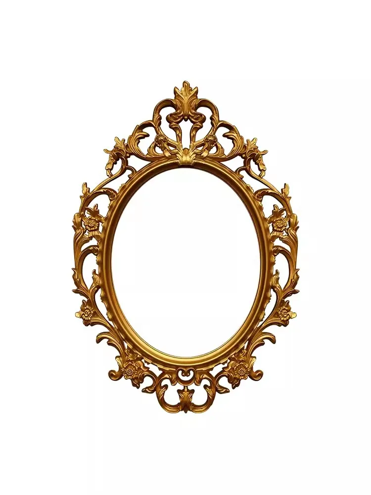 Retro Decorative Outer Frame, European Oval Wedding Photo Frame, Wall Mounted Carved Picture Frame,Mirror Frame