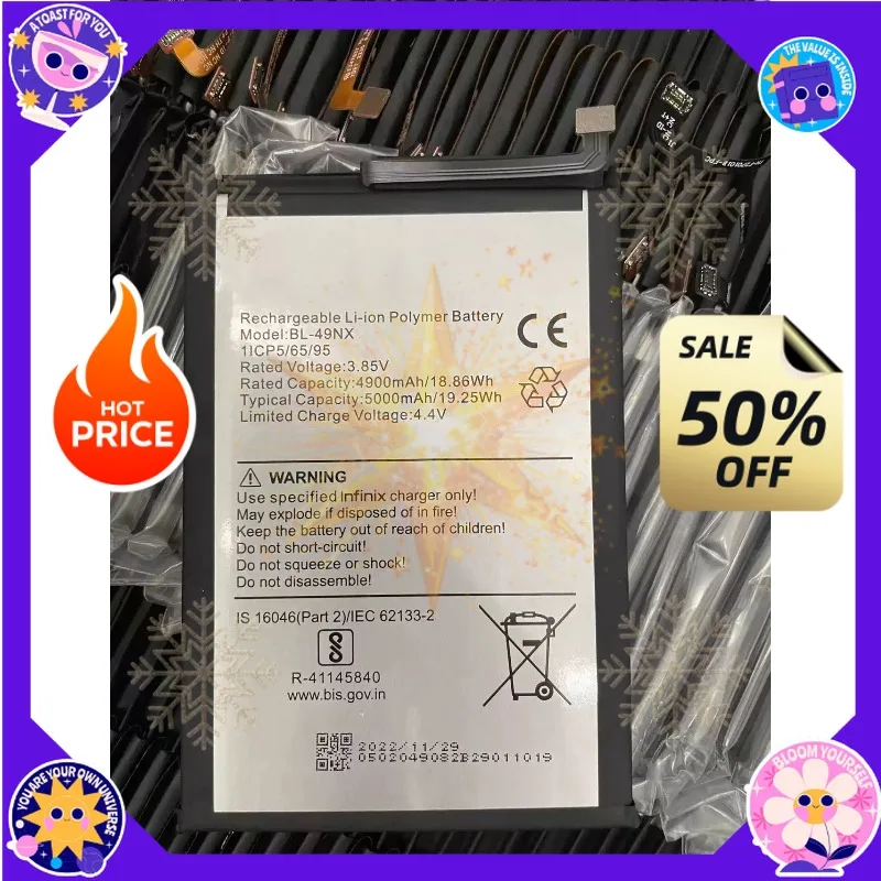 SWZY BL-49NX 3.85V 5000mAh Replacement Battery for Lnfinix Hot 30i/ X669 Phone Batteria+ Tools