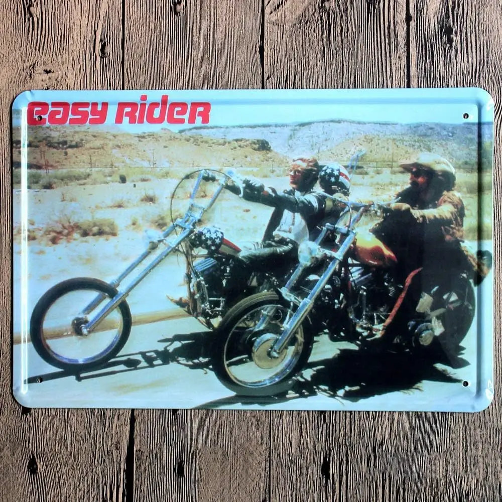 Free Pintree Original Retro Design Easy Rider Tin Metal Signs Wall Art | Thick Tinplate Print Poster Decoration for Garage