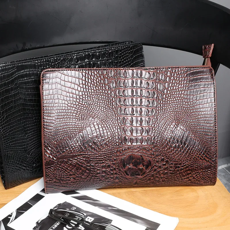 Crocodile Pattern Leather Clutch Men Women Luxury Fashion Clutches Bag Men Business iPad Bags Clutch Envelope Bag Purse Handbags
