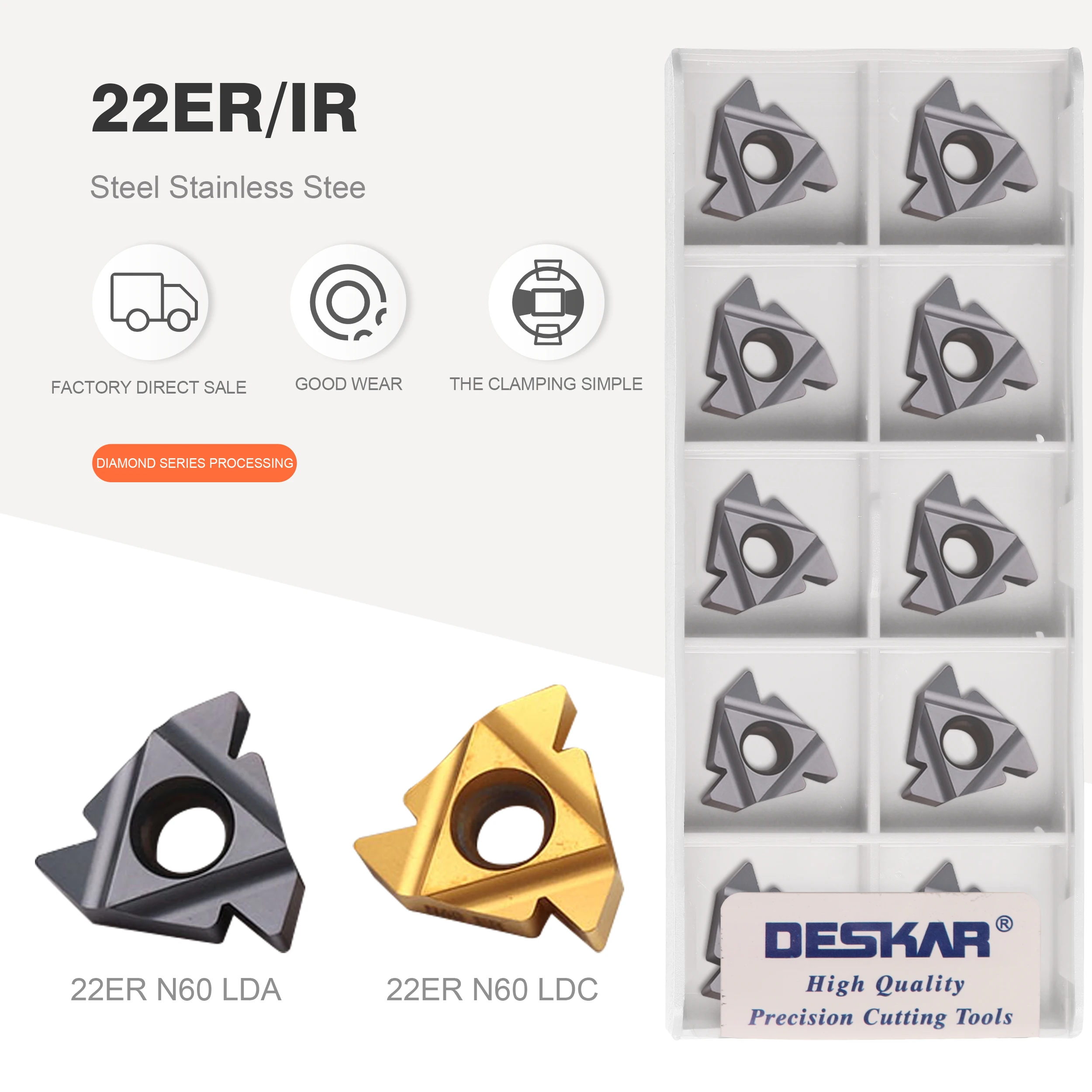 Deskar 22ER N55 N60 Ldc 22IR N55 N60 Ldccnc Draaibank Cutter Snijden Threading Carbide Draaiwerktuigen Voor Stalen Onderdelen