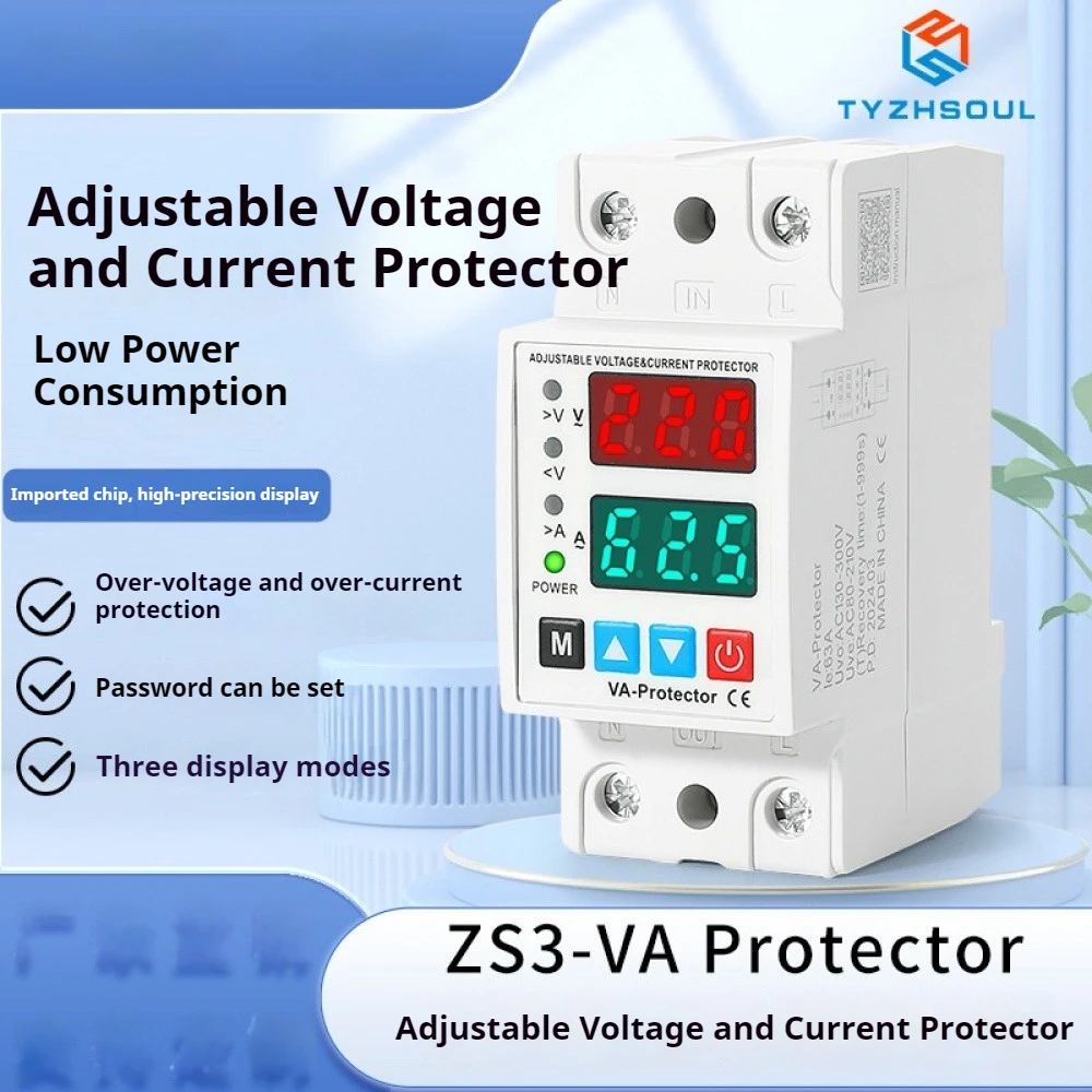 40A/63A Din Rail Adjustable Over Voltage and Under Voltage Protective Device Protector Relay Over Current Protection LimitSwitch