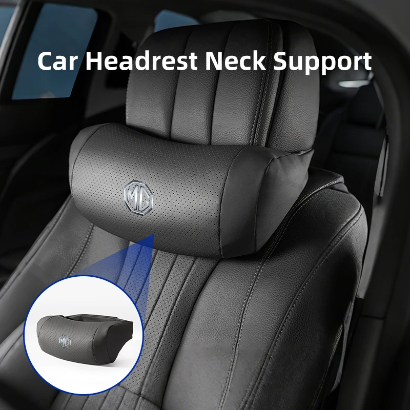 Car Headrest Breathable Seat Pillow Leather Neck Support Accessories For Morris Garages MG 6 3 5 7 TF ZR ZS HS GS GT Hector RX5